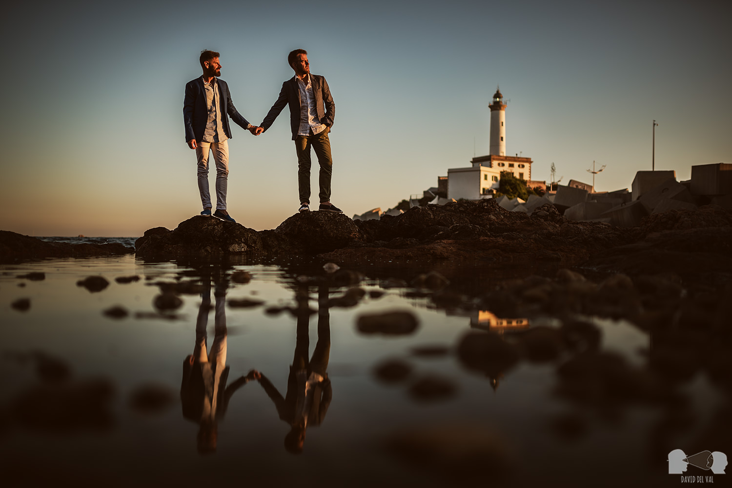 Two men and their engagement destination: Ibiza, Spain